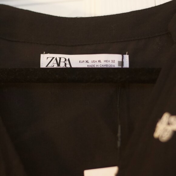 NWT Zara Black Embroidered Mini Dress - Picture 6 of 8